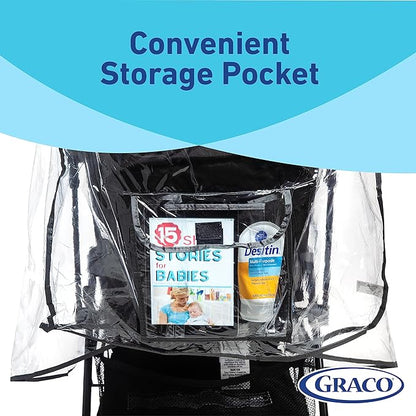 Graco Travel System Weather Shield, Baby Rain Cover, Universal Size to fit Most Travel Systems, Waterproof, Windproof, Ventilation, Sun Protection, Shade, Umbrella, Pram, Vinyl, Plastic, Clear