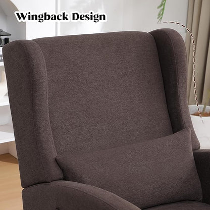 Rocking Chair Nursery with Foot Rest, Wingback Nursery Rocking Chairs, Nursing Glider Rocker Chair with Pillow and High Back for Nursery, Living Room, Bedroom, Coffee
