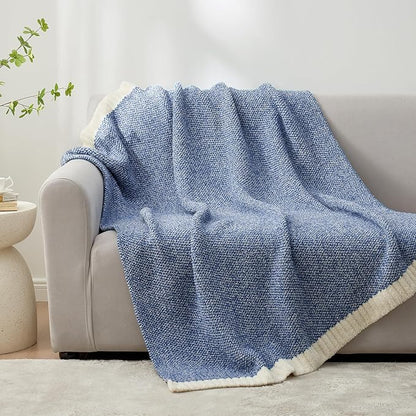 Snuggle Sac Royal Blue Throw Blankets for Couch, Super Soft Warm Blankets Cozy Knit Fuzzy Plush Lightweight Throws for Sofa, Bed,Living Room, Royal Blue, 50x60 inches
