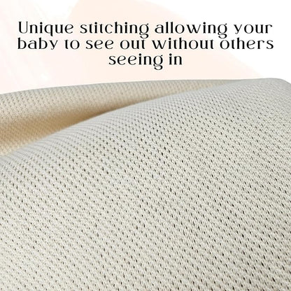 Peekaboo Knit Breathable Nursing Cover Up For Breastfeeding - Soft Organic Cotton & Cashmere Breast Feeding Covers For Women - Privacy Feature - Includes Mesh Laundry Bag (Beige)
