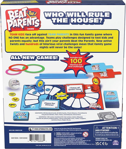 Spin Master Games, Beat The Parents, 2025 Edition with New Challenges & Cards, Friendly Competition Family Game, Fun Activity for Kids, Adults & Family Game Night, 4-8 Players, for Ages 6 & Up