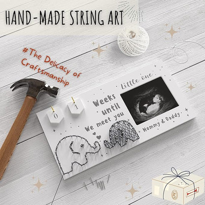 Baby Sonogram Picture Frame w/ Baby Countdown Weeks - Standard 4x3 Ultrasound Photo - Pregnancy Announcements Ideas - Gender Reveal - New Mom Expecting Parents Keepsake
