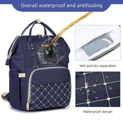 Diaper Bag Backpack, Diaper Bags for Baby Girls Boys, Baby Bags for Moms Dads, Nappy Changing Bag with Insulated Pockets,Multi-functional Waterproof Backpack with Stroller straps-Blue
