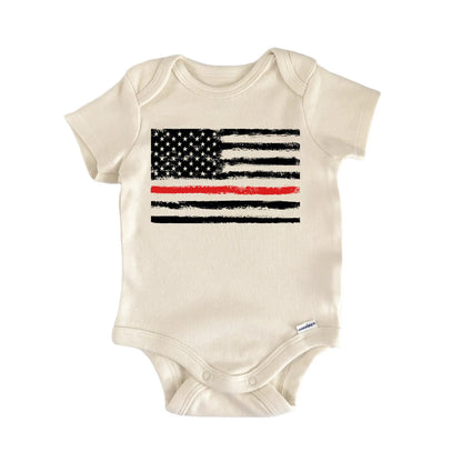 Thin Red Line Firefighter Flag Baby Gift Baby Bodysuit