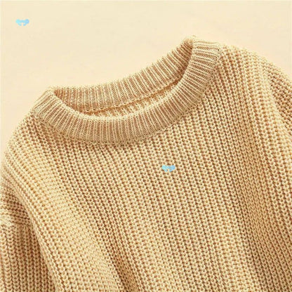 Girls' Solid Color Crew Neck Casual Sweater