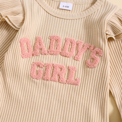 Candy Color Sunken Stripe Letter Embroidery Suit