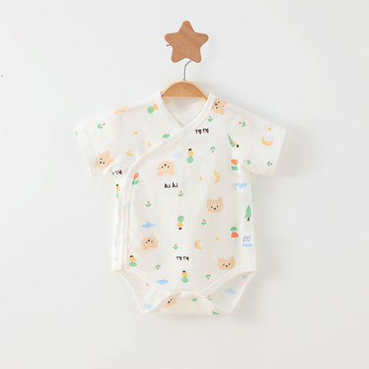 Simple Cartoon Print Summer Baby Rompers Girls Clothing