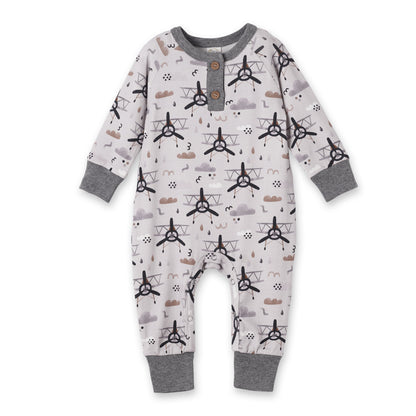 Airplane Henley Romper – Soft Bamboo Baby Outfit
