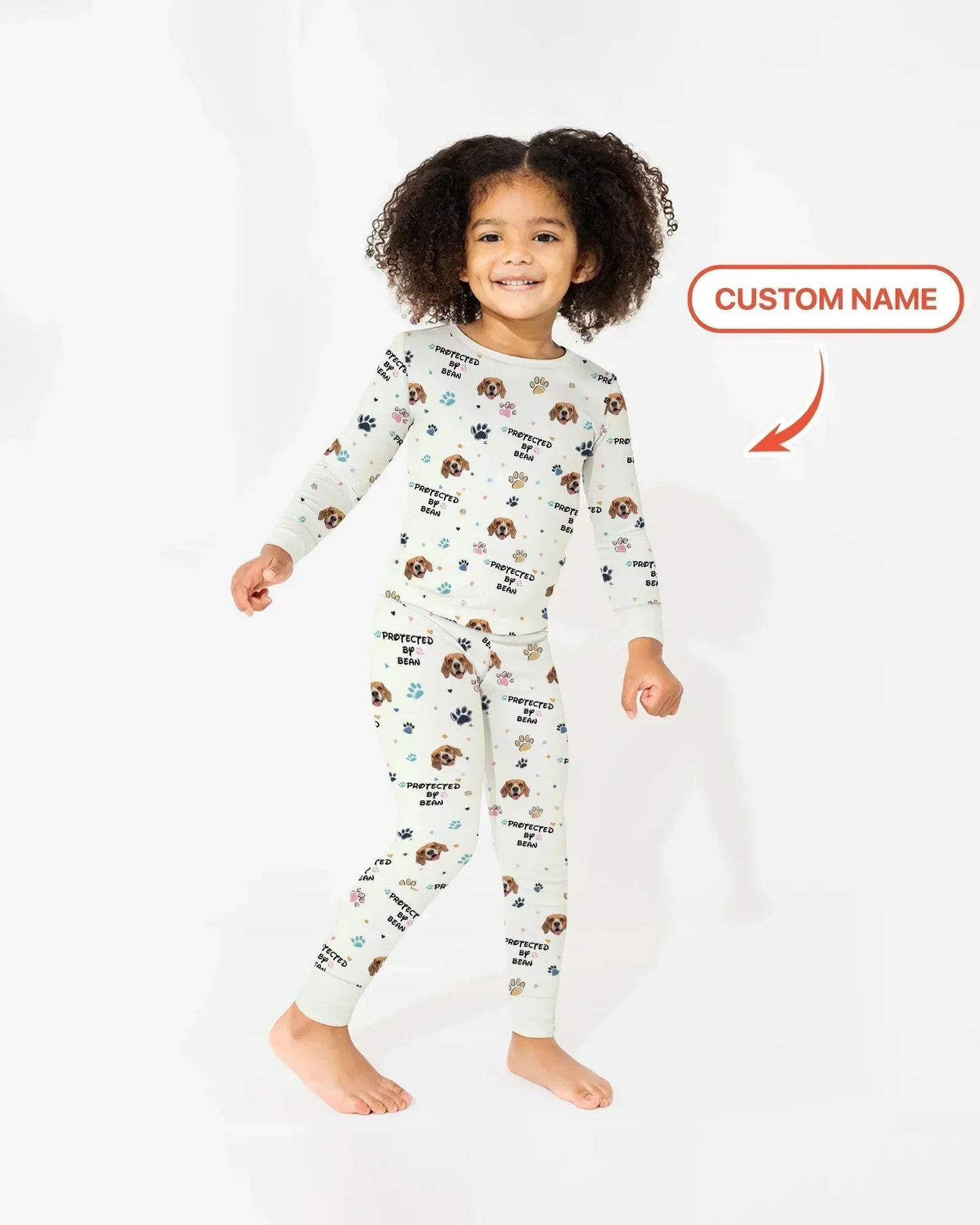 Custom Dogs Photo "Protected By" Bamboo Two Piece Long Sleeve Pajama Set