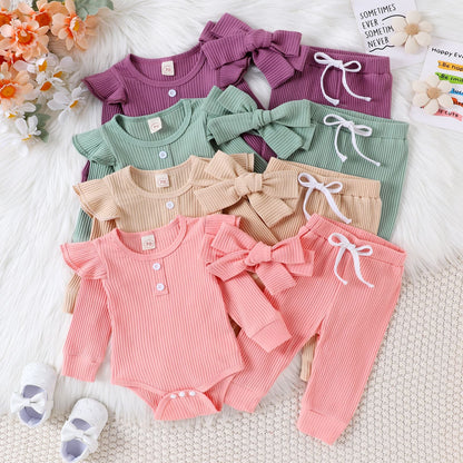 Casual Ribbed Long-sleeve Romper With Cap Sleeves