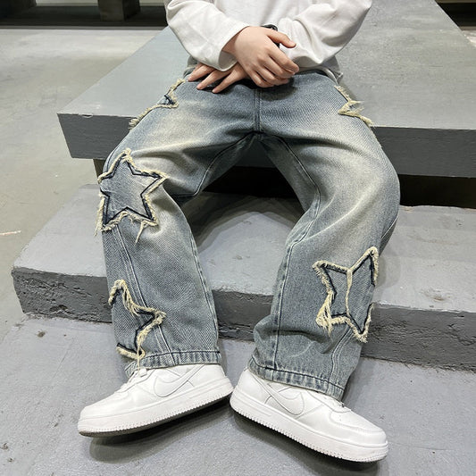 New Big Children Wide-leg Pentagram Jeans