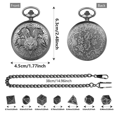 Retro Creative Pocket Watch Shaped Tabletop Game Dice Set -7PCS Metal Polyhedral Dice, Steampunk Style Portable DND Dice Set, Exquisite Metal Craftsmanship, Adding Unique Charm To Tabletop Games