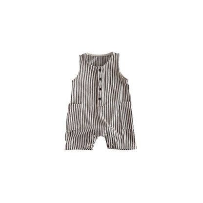 Striped Sleeveless Leotard Romper