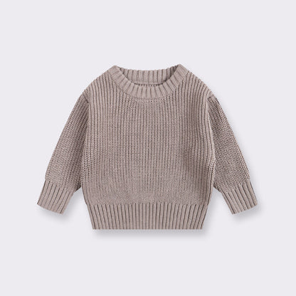 Simple Solid Color Girls' Round Neck Base Knitwear