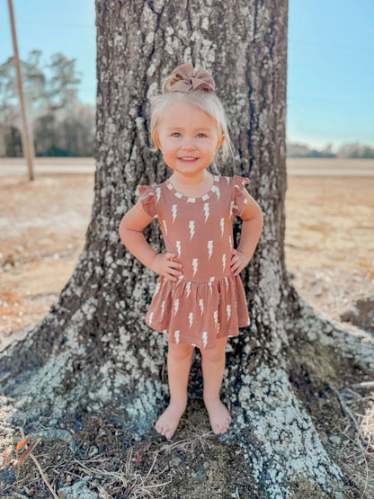Rust Bolts Bamboo Skirted Romper (FINAL SALE)