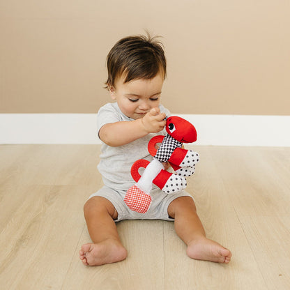 Caterpillar Teething and Sensory Toy in Black, White and Red, 9"
