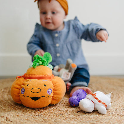 Halloween Stuffed Pumpkin Playset with 4-Count Sensory Toys