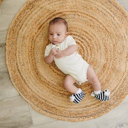 Black & White Panda Baby Booties with Rattle