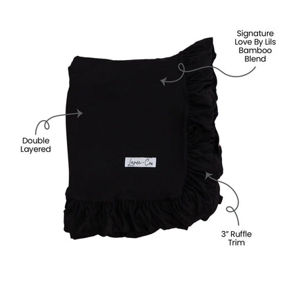 Allie Black Bamboo Ruffle Toddler Blanket