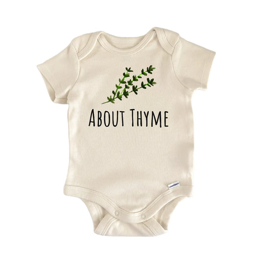 About Time Thyme Herb Spice Garden Cooking Newborn Gift Baby Bodysuit