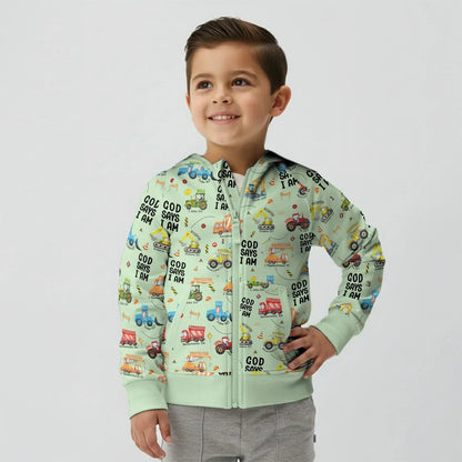 God Says I Am Boy Bamboo Zip Hoodie