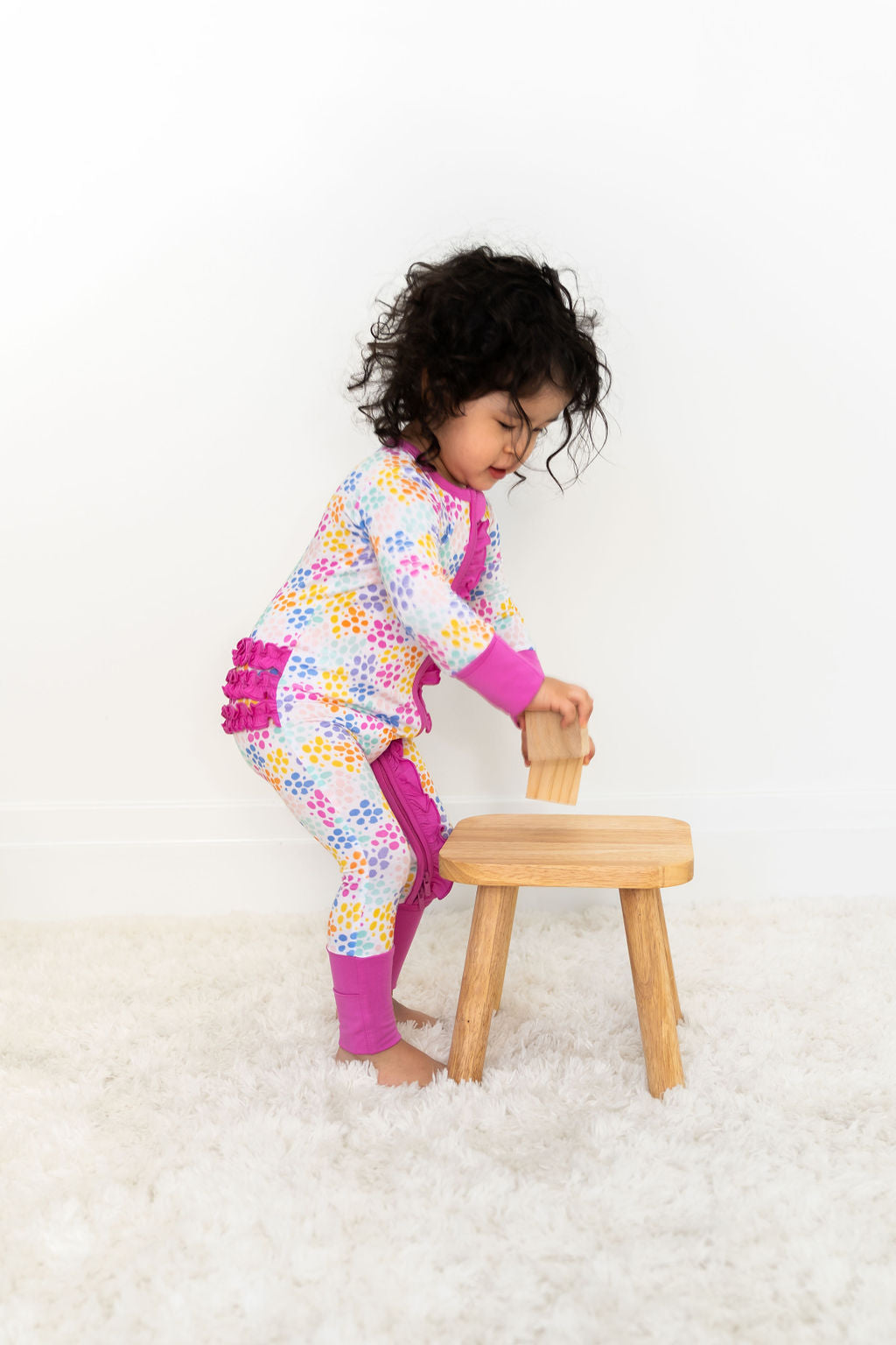 Korrie Dots Bamboo Ruffle Convertible Footie