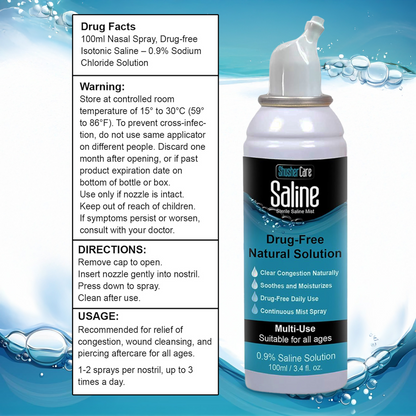 Shusher Care Saline Mist Spray – Drug-Free, Multi-Use Sterile Saline for Nasal, Wound & Piercing Care