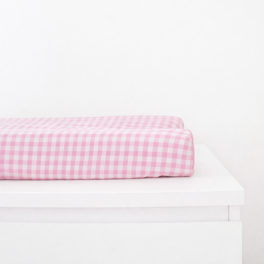 Pink White Gingaham Changing Pad Cover
