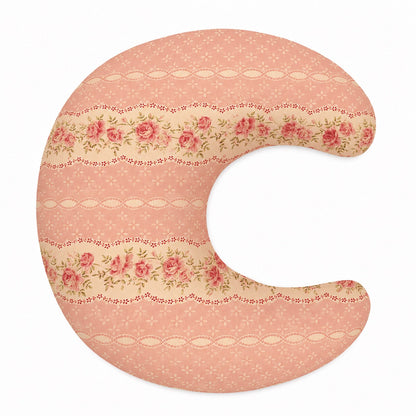 Beige Gingham Ruffle Nursing Pillow Cover