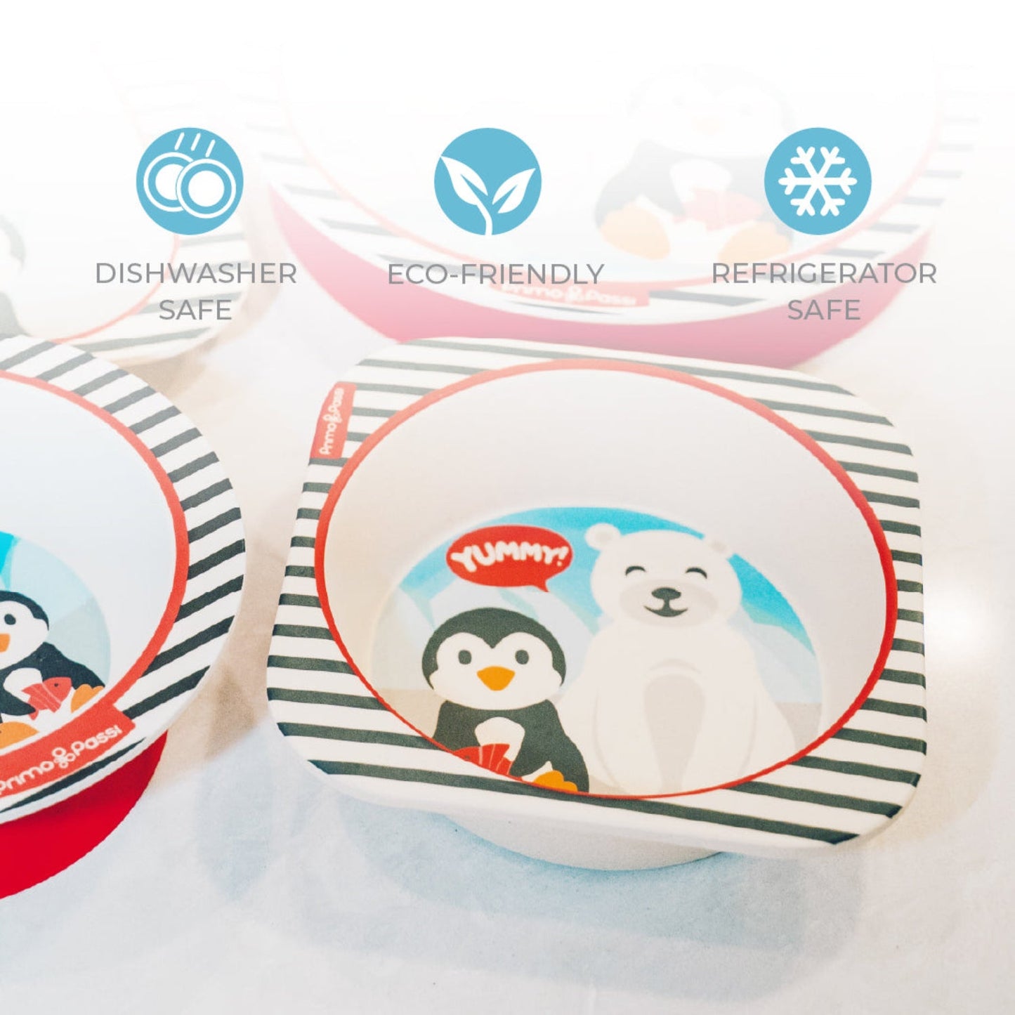 Bamboo Fiber Kids Square Bowl – Winter Friends | Primo Passi