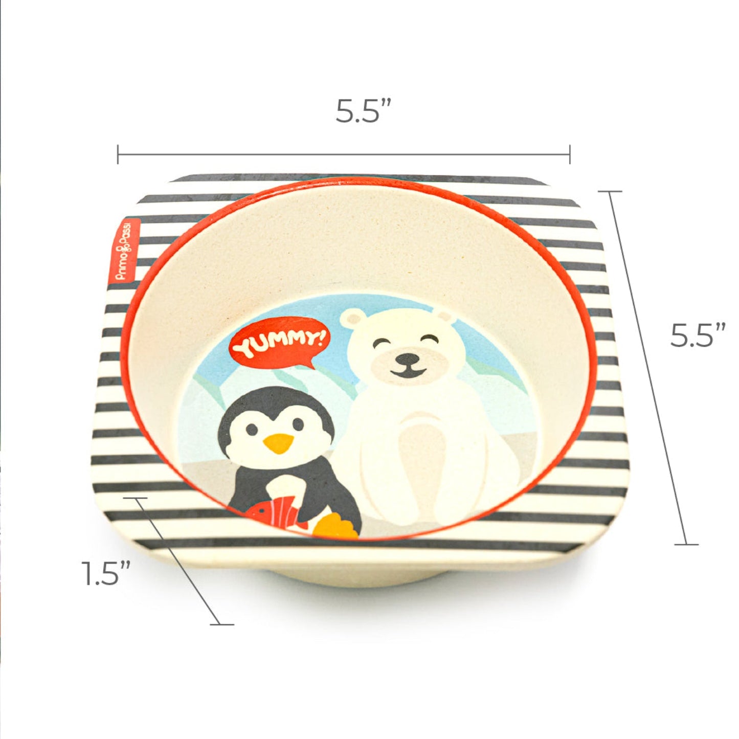 Bamboo Fiber Kids Square Bowl – Winter Friends | Primo Passi