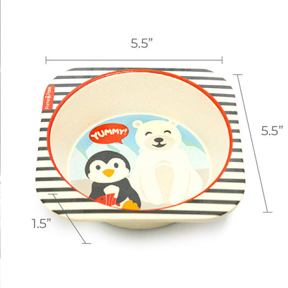 Bamboo Fiber Kids Square Bowl – Winter Friends | Primo Passi