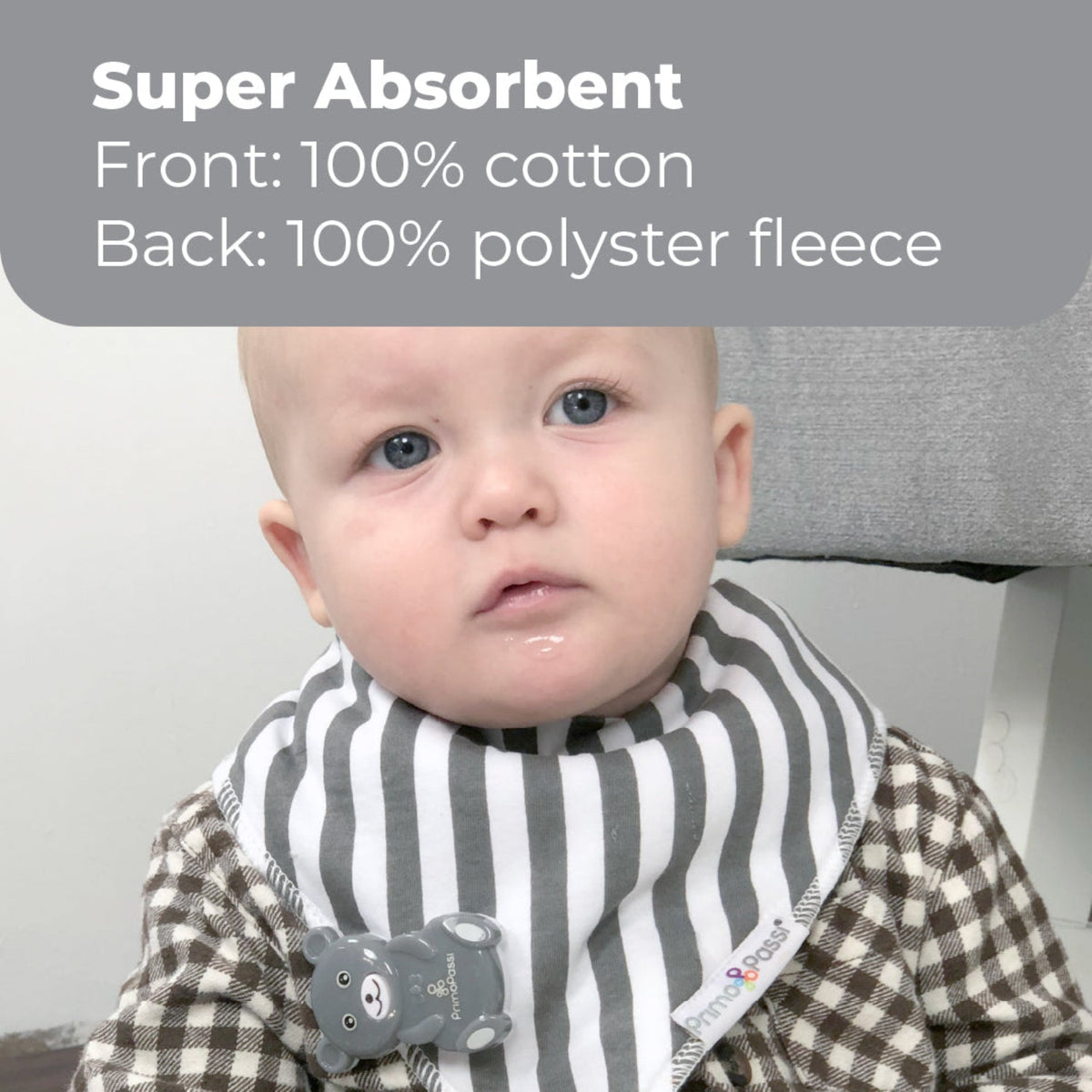 Primo Passi Bandana Bibs, Elephant Stripes