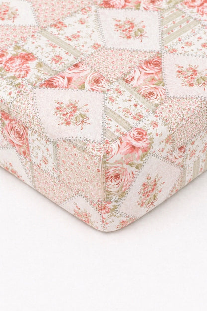 Pink Green Patch Crib Sheet