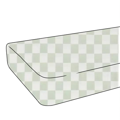 Leaf Green & White Checkered Crib Sheet