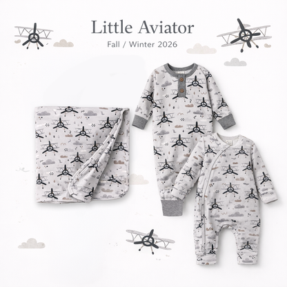 Airplane Baby Bodysuit - Bamboo Cotton Long Sleeve