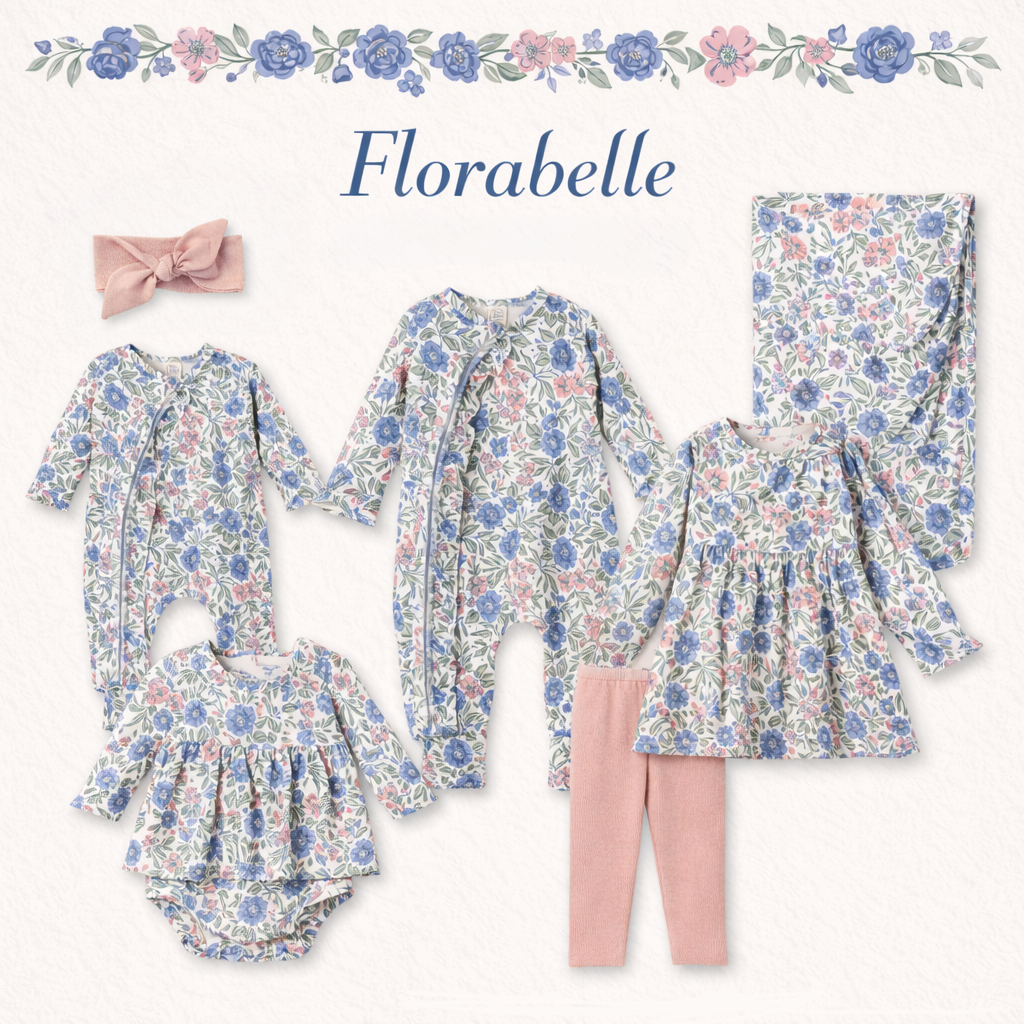 Vintage Floral Zipper Romper - Soft Bamboo Baby