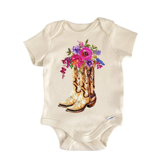 Cowgirl Birthday Boots Newborn Baby Onesie® Onesie®