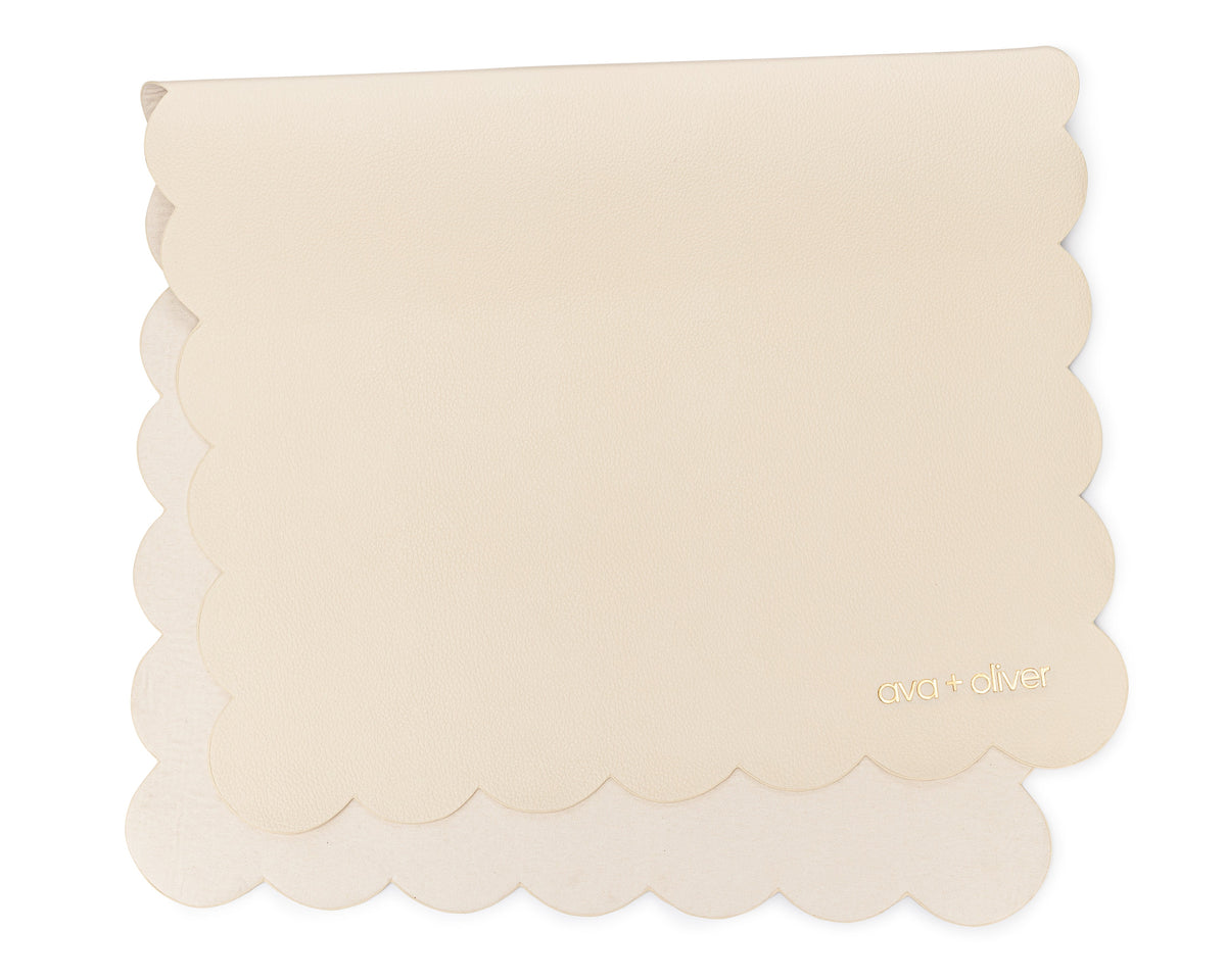 Vegan Leather Changing Mat | Cream Scallop
