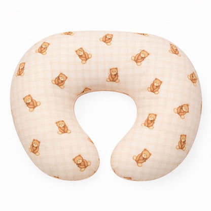 Beige Teddy Gingham Ruffle Nursing Pillow Cover