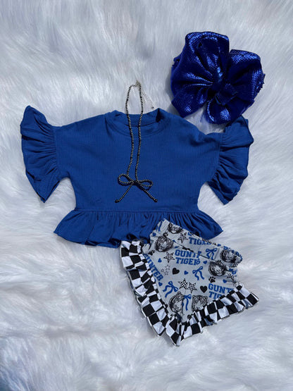 Cobalt Blue Ruffled Top (FINAL SALE)