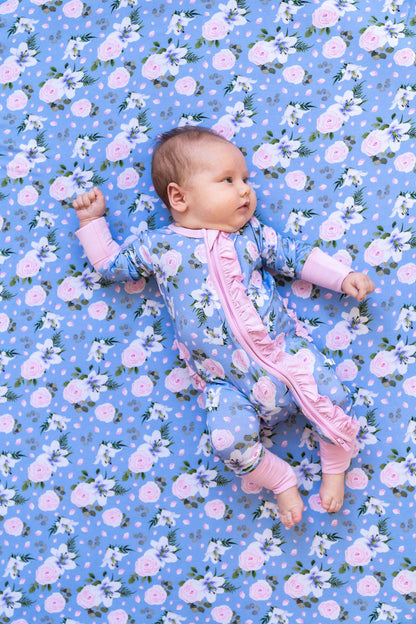 Lillian Floral Bamboo Ruffle Convertible Footie