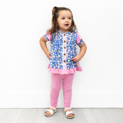 Lavender Rainbows Bamboo Short Sleeve Tunic Top