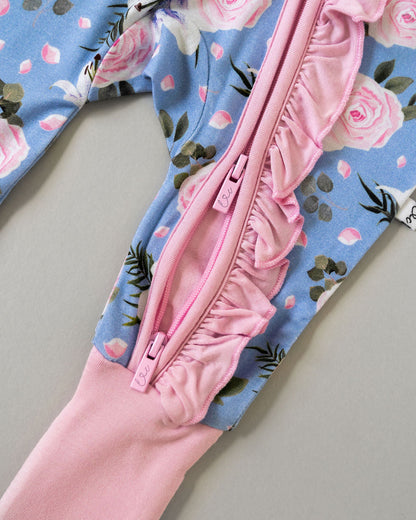 Lillian Floral Bamboo Ruffle Convertible Footie