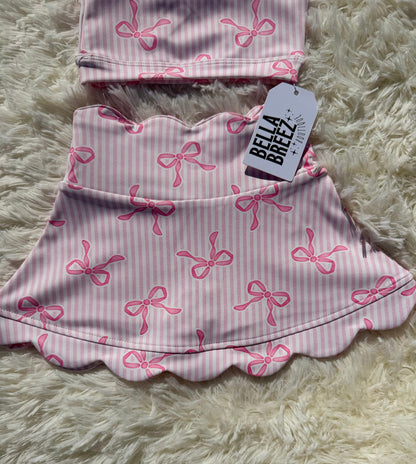 Pink Bow Babe Yoga Skirt Set