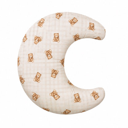 Beige Gingham Ruffle Nursing Pillow Cover