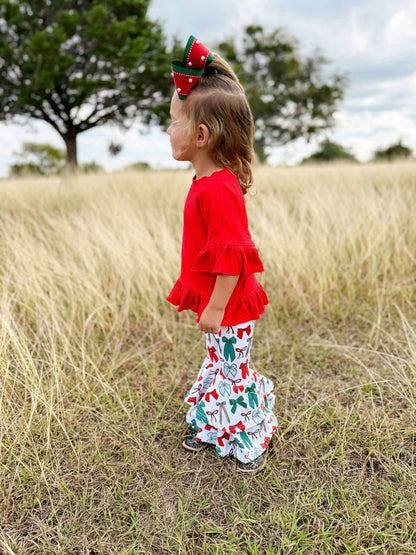 Rodeo Red ruffle top  (FINAL SALE)