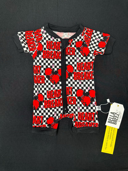 Checkered Heart Breaker Bamboo Shortie Romper (FINAL SALE)