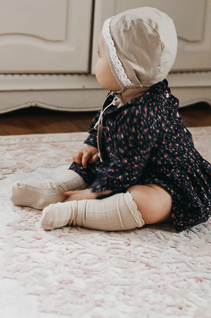 Ruffle Cotton Knee High Socks