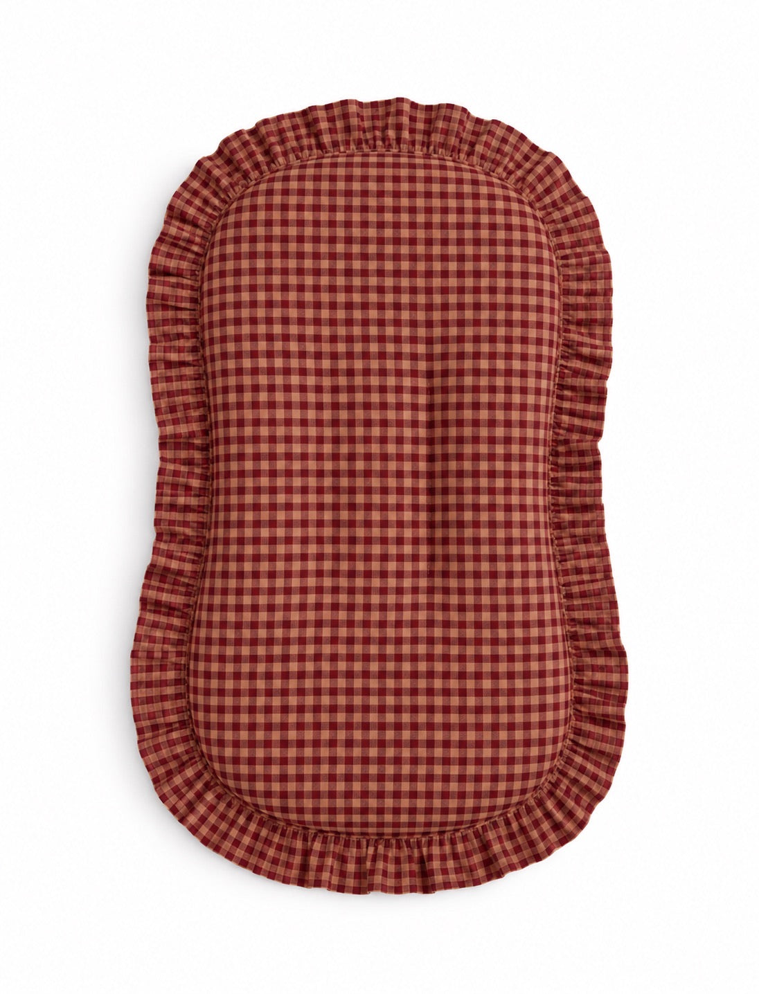 Red Beige Gingham Ruffle Baby Lounger Cover